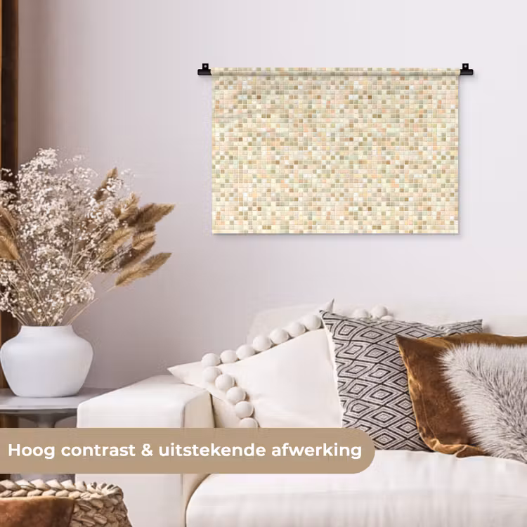 Mozaïek - Patroon - Beige Wandkleed katoen klein 269 -sfeer1