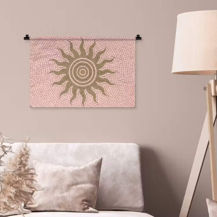 Mozaïek - Zon - Patroon - Klassiek - Roze Wandkleed katoen klein -sfeer4