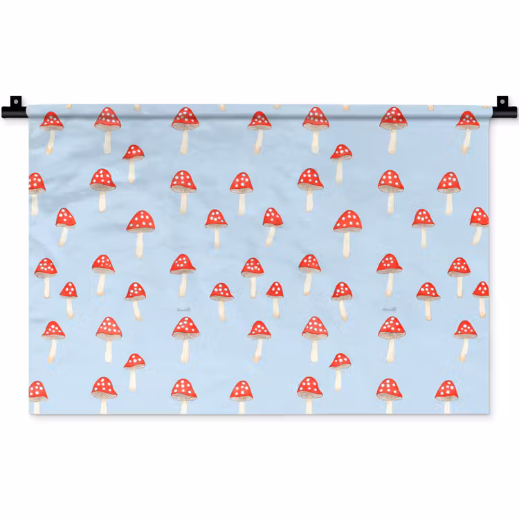 Paddenstoel -Sprookje - Blauw Wandkleed katoen klein 269 -zz3d