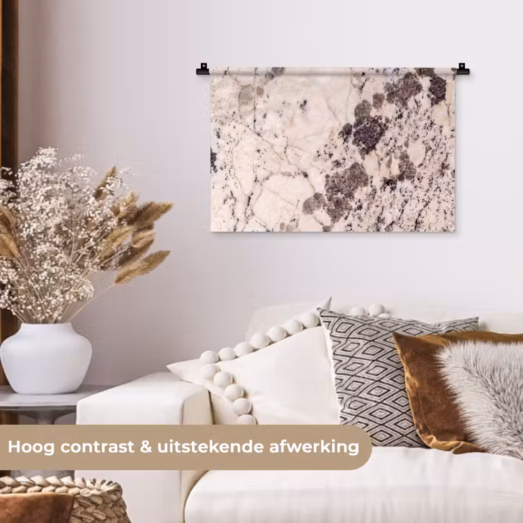 Natuursteen - Patroon - Abstract - Beige - Grijs Wandkleed katoen klein -sfeer1