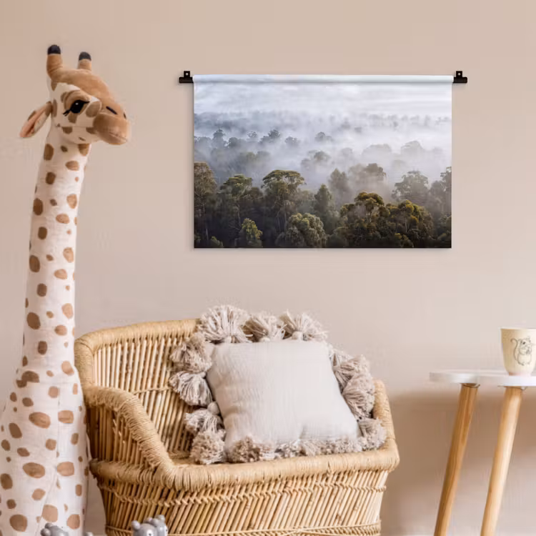 Natuur - Mist - Bos - Ochtend - Goud Wandkleed katoen klein -wsfeer5_kind