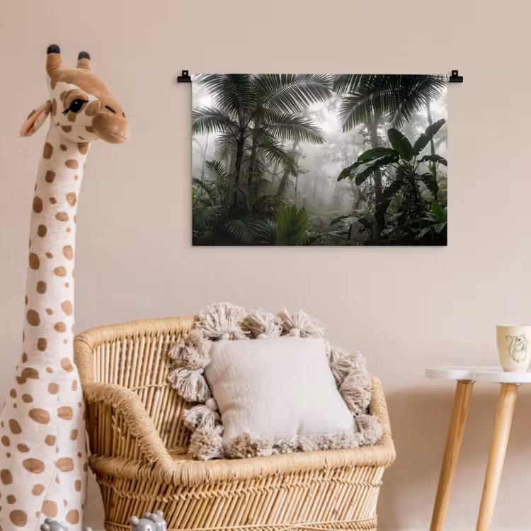 Natuur - Jungle - Mist - Groen - Bladeren Wandkleed katoen klein -wsfeer5_kind
