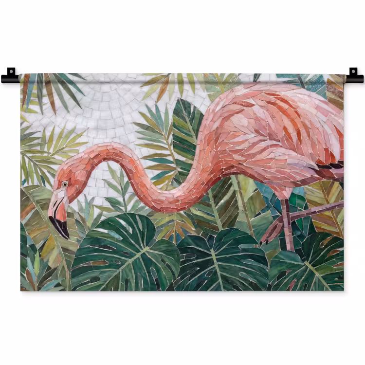 Natuur - Bladeren - Abstract - Groen - Vogel Wandkleed katoen klein -zz3d