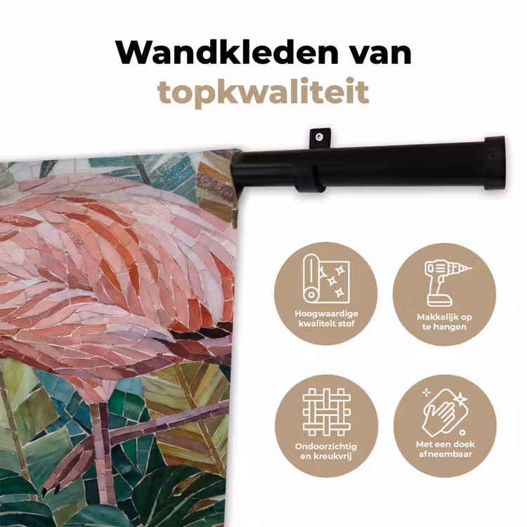 Natuur - Bladeren - Abstract - Groen - Vogel Wandkleed katoen klein -sfeer2