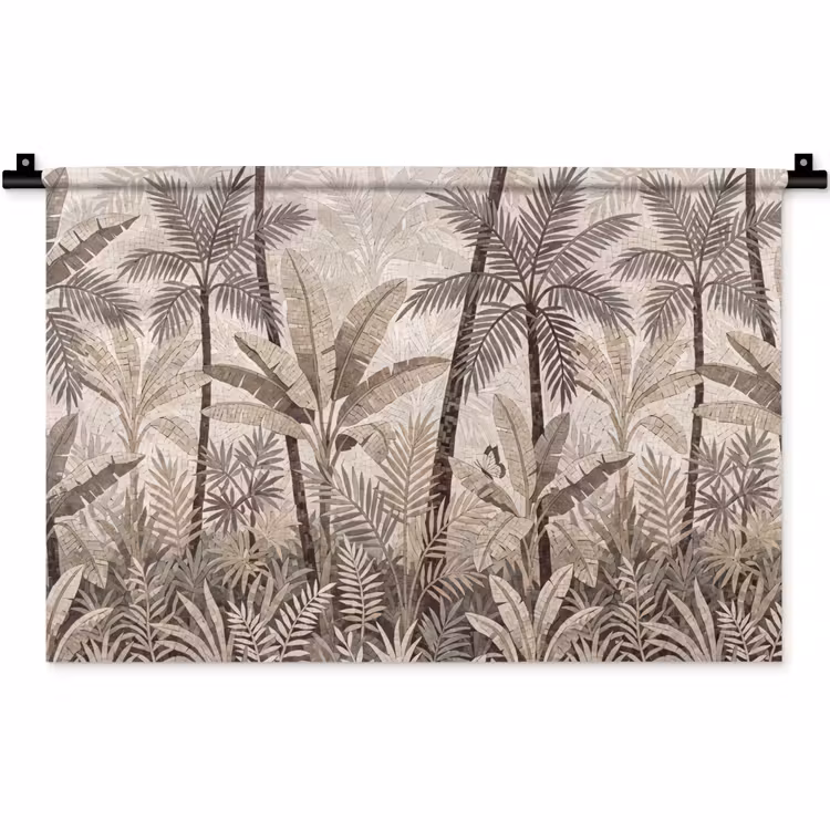 Natuur - Bladeren - Landschap - Mozaïek - Beige Wandkleed katoen klein -zz3d