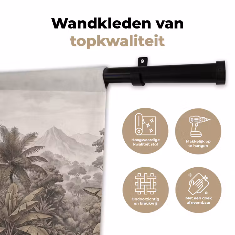 Natuur - Bergen - Rivier - Tropisch - Vintage Wandkleed katoen klein -sfeer2