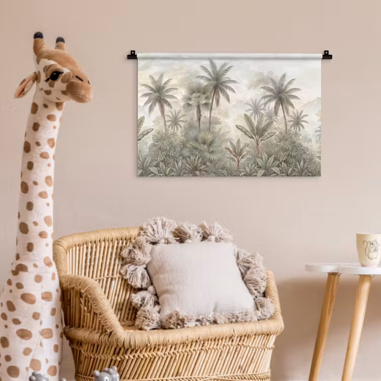 Natuur - Tropisch bos - Landschap - Aquarel - Groen Wandkleed katoen klein -wsfeer5_kind