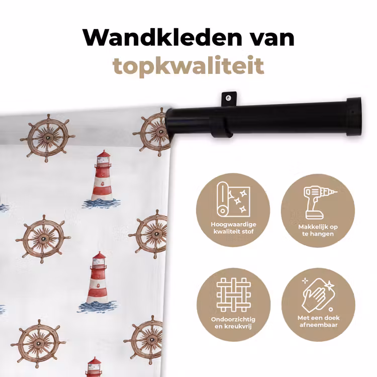 Nautisch - Klassiek - Rood Wandkleed katoen klein 269 -sfeer2