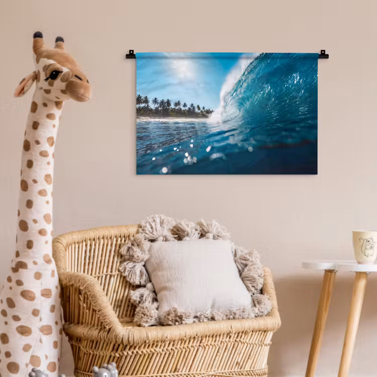 Oceaan - Golf - Strand - Natuur - Blauw Wandkleed katoen klein -wsfeer5_kind