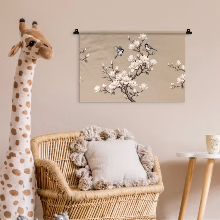 Oosters - Vogels - Beige Wandkleed katoen klein -wsfeer5_kind
