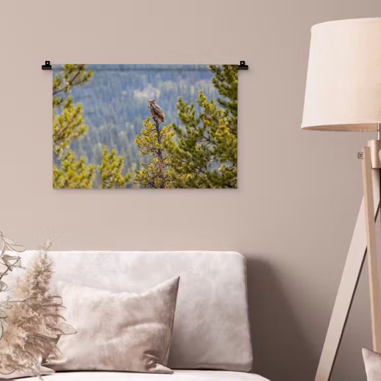 Uil - Oehoe - Bomen - Natuur Wandkleed katoen klein -sfeer4