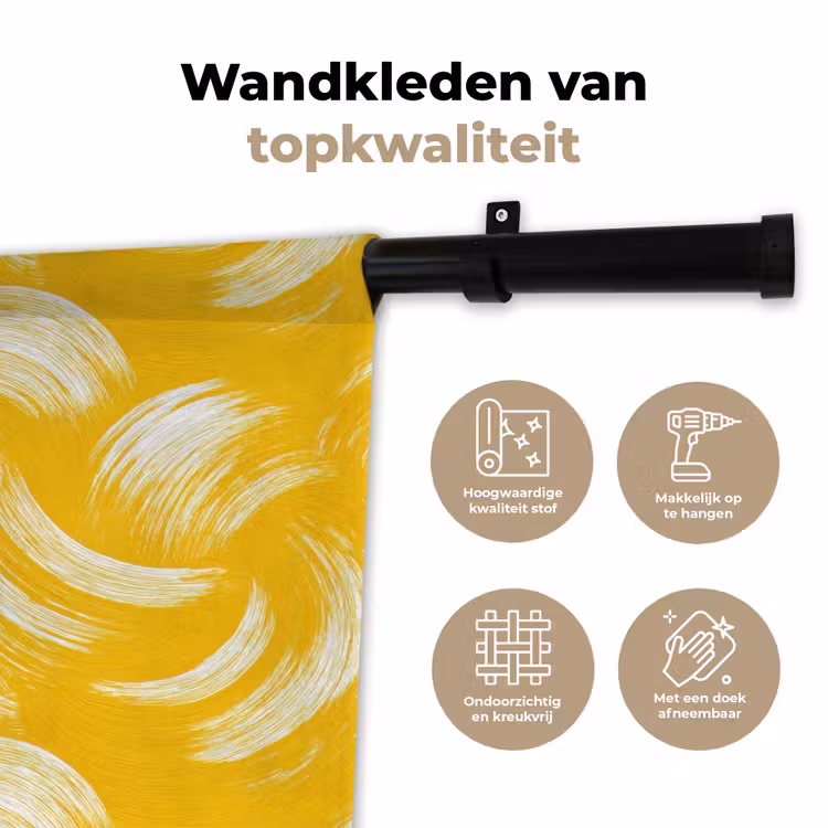 Verfstreken - Abstract - Dynamisch - Geel Wandkleed katoen klein 269 -sfeer2