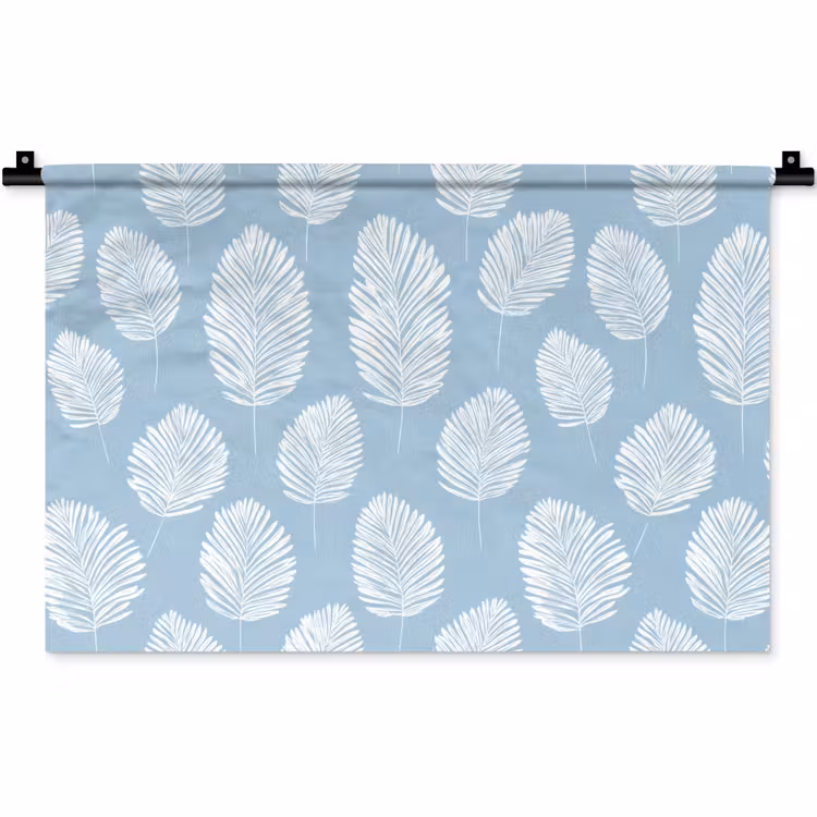 Palmbladeren - Naadloos - Patroon - Pastelblauw Wandkleed katoen klein 269 -zz3d