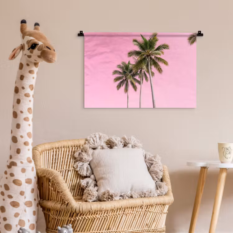 Palmboom - Tropisch - Pink Wandkleed katoen klein -wsfeer5_kind