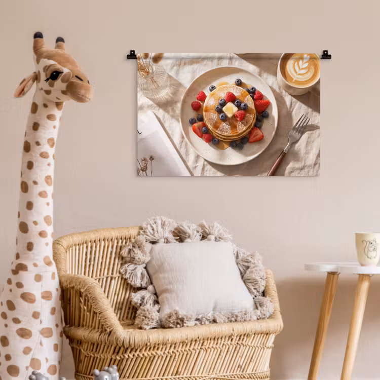 Pannenkoeken - Bessen - Ontbijt - Modern - Beige Wandkleed katoen klein -wsfeer5_kind