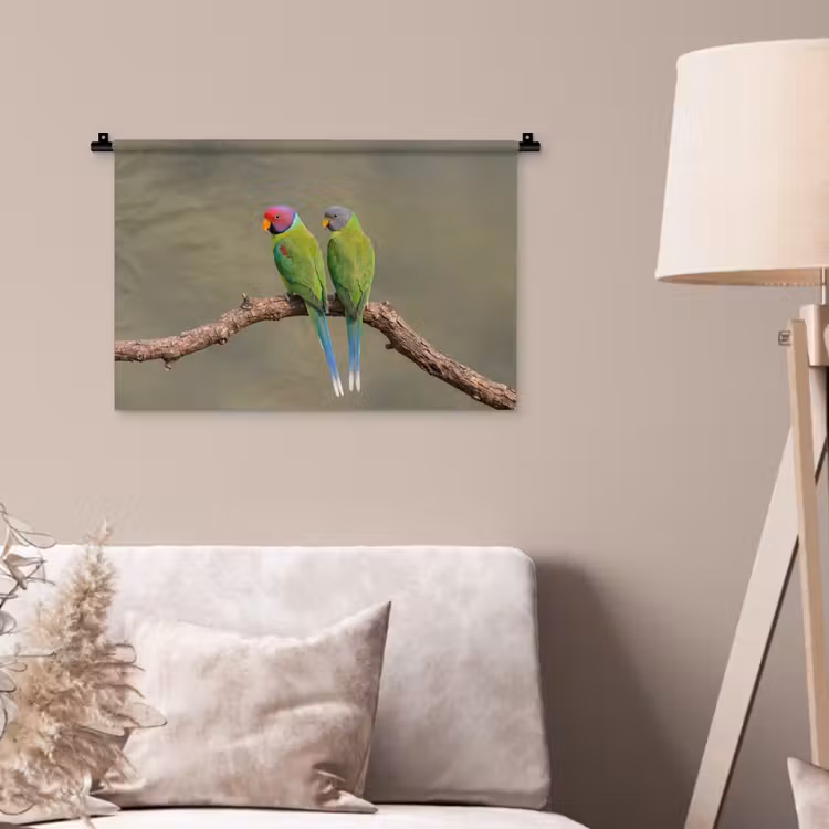 Papagaai - Tak - Natuur - Kleurrijk Wandkleed katoen klein -sfeer4