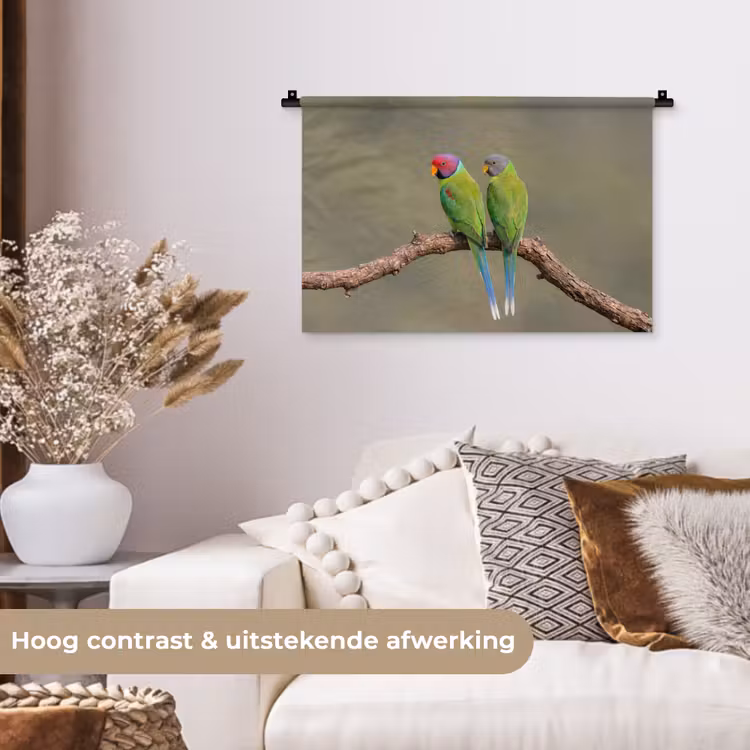 Papagaai - Tak - Natuur - Kleurrijk Wandkleed katoen klein -sfeer1