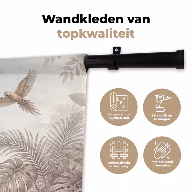 Papagaai - Jungle - Tropisch Wandkleed katoen klein -sfeer2