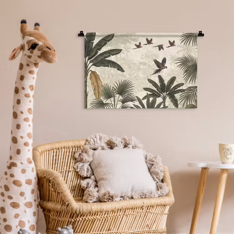 Papagaaien - Jungle - Tropisch - Green Wandkleed katoen klein -wsfeer5_kind