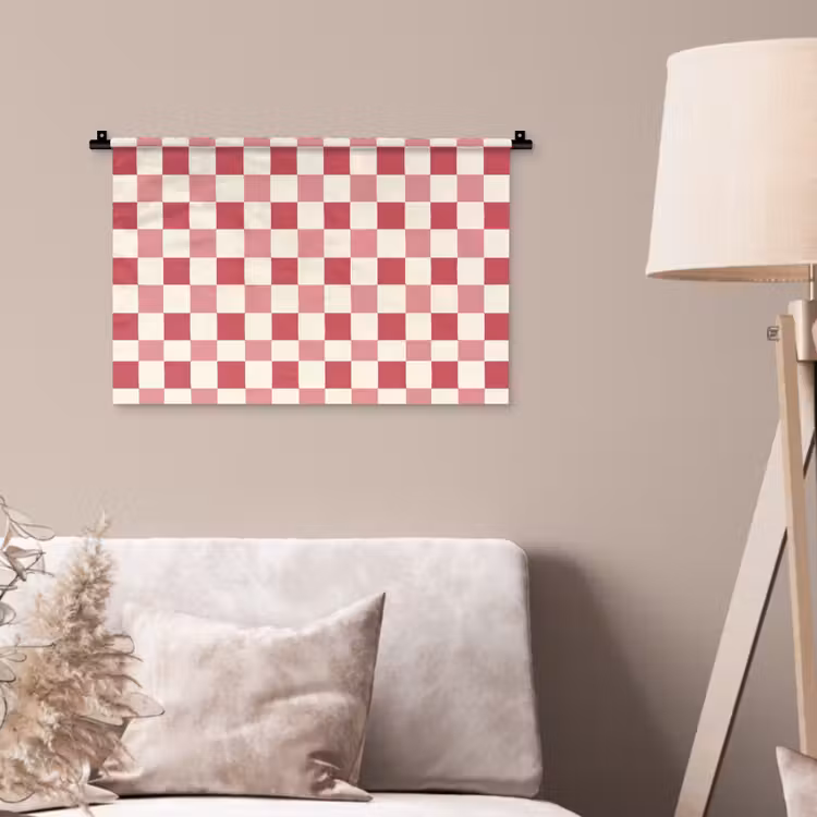 Patroon - Schaak - Roze Wandkleed katoen klein 269 -sfeer4