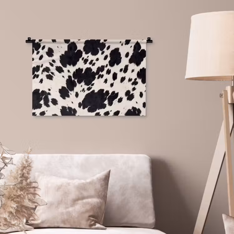 Patroon - Vacht - Zwart - Wit Wandkleed katoen klein -sfeer4