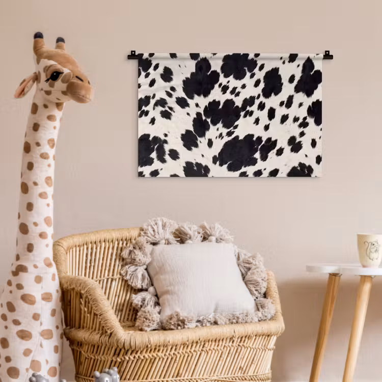 Patroon - Vacht - Zwart - Wit Wandkleed katoen klein -wsfeer5_kind