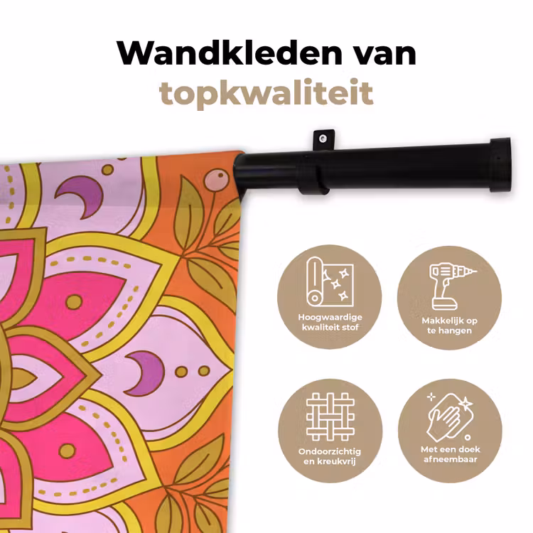 Patroon - Bloemmotief - Decoratie - Abstract - Roze Wandkleed katoen klein -sfeer2