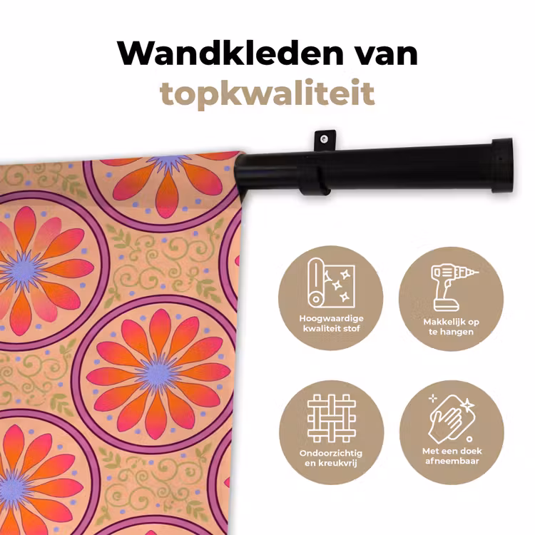 Patroon - Bloemen - Decoratief - Kleurrijk - Modern Wandkleed katoen klein -sfeer2