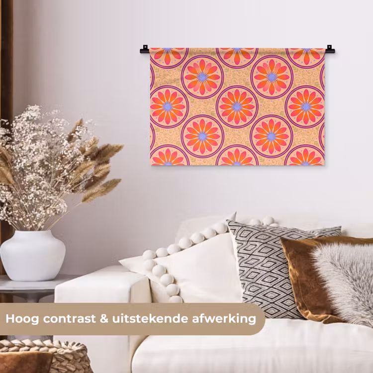 Patroon - Bloemen - Decoratief - Kleurrijk - Modern Wandkleed katoen klein -sfeer1