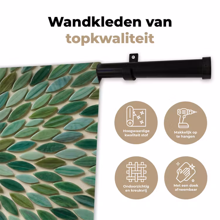 Patroon - Blad - Groen - Abstract Wandkleed katoen klein -sfeer2
