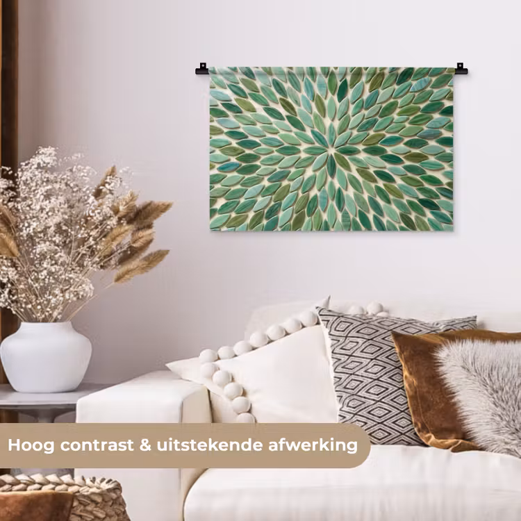 Patroon - Blad - Groen - Abstract Wandkleed katoen klein -sfeer1