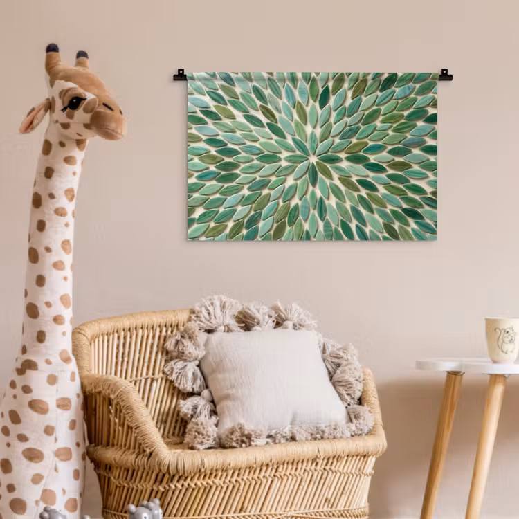 Patroon - Blad - Groen - Abstract Wandkleed katoen klein -wsfeer5_kind