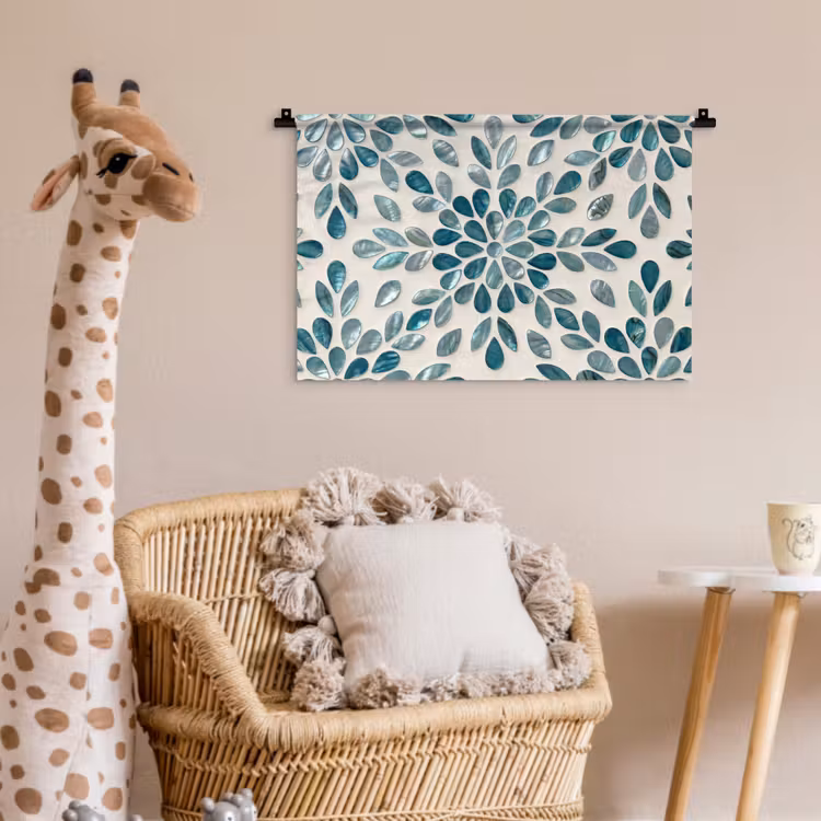 Patroon - Bladeren - Abstract - Modern - Turquoise Wandkleed katoen klein -wsfeer5_kind