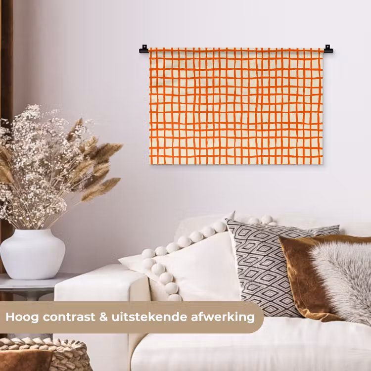 Patroon - Lijnen - Oranje Wandkleed katoen klein 269 -sfeer1