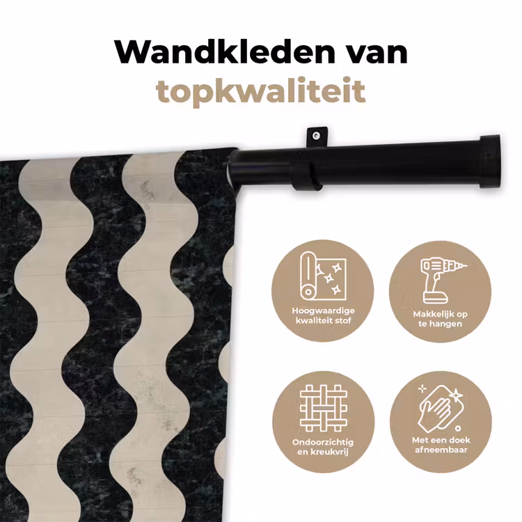 Patroon - Marmer - Groen - Cremé Wandkleed katoen klein 269 -sfeer2