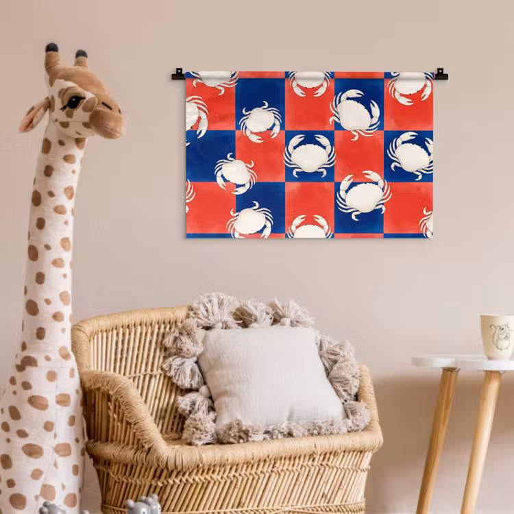Patroon - Zeeleven - Rood - Blauw - Abstract Wandkleed katoen klein -wsfeer5_kind