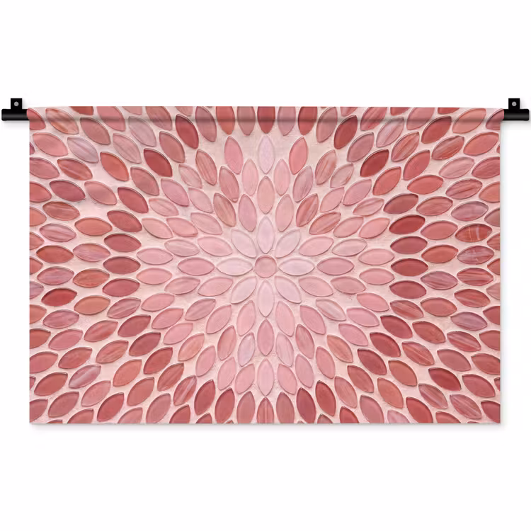 Patroon - Mozaïek - Ovaal - Abstract - Roze Wandkleed katoen klein -zz3d