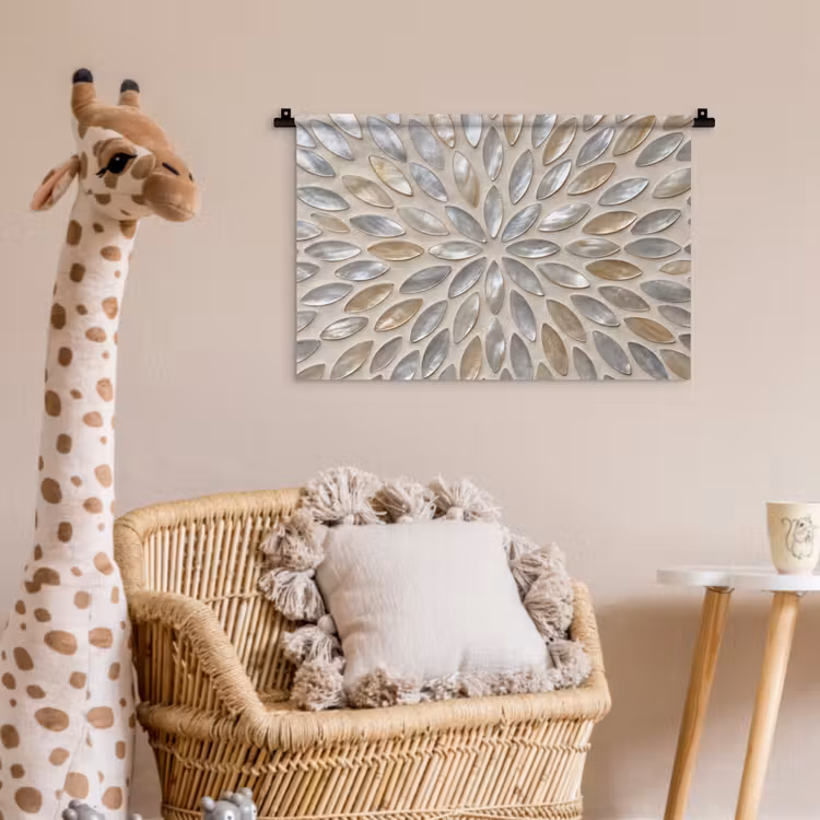 Patroon - Ovaal - Glanzend - Abstract - Beige Wandkleed katoen klein -wsfeer5_kind