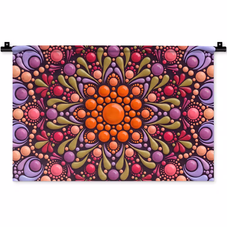 Patroon - Stippen - Abstract - Modern - Kleurrijk Wandkleed katoen klein -zz3d