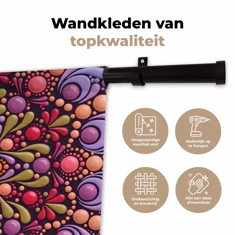 Patroon - Stippen - Abstract - Modern - Kleurrijk Wandkleed katoen klein -sfeer2