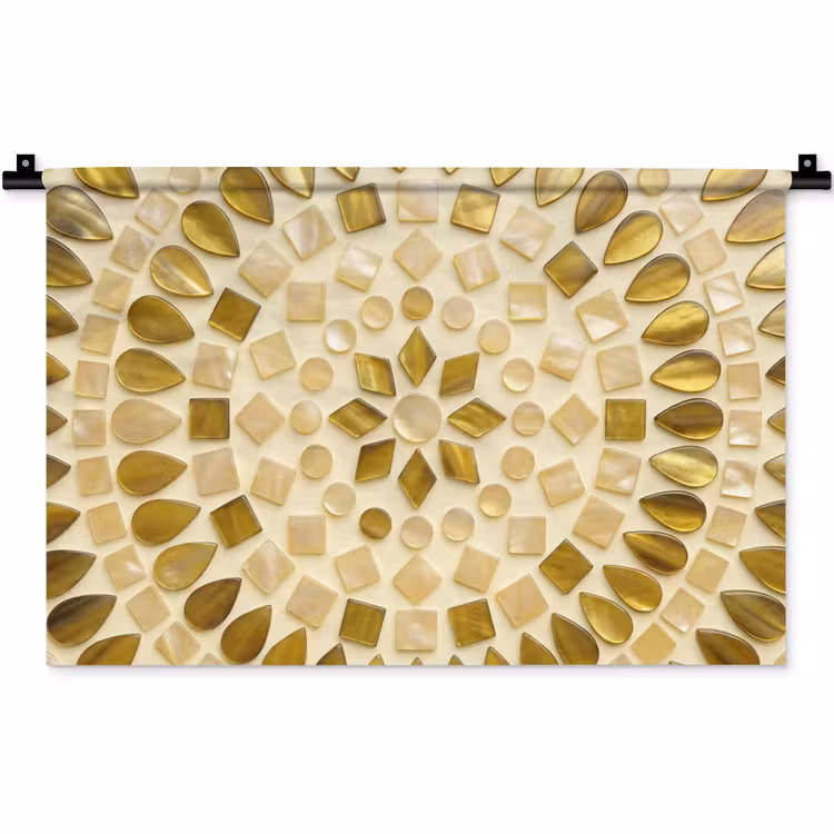 Patroon - Vormen - Mozaïek - Abstract - Goud Wandkleed katoen klein -zz3d