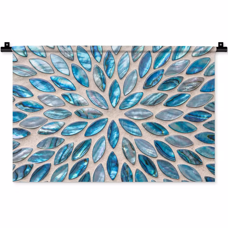 Patroon - Glans - Abstract - Blauw - Decoratie Wandkleed katoen klein -zz3d
