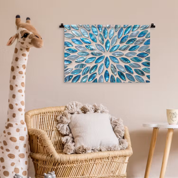Patroon - Glans - Abstract - Blauw - Decoratie Wandkleed katoen klein -wsfeer5_kind