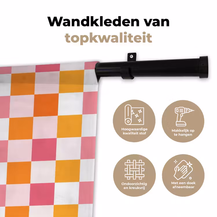 Patroon - Vierkant - Roze Wandkleed katoen klein 269 -sfeer2
