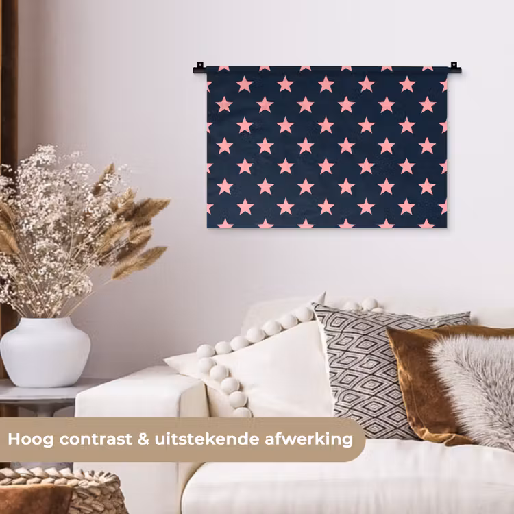 Patroon - Sterren - Roze Wandkleed katoen klein 269 -sfeer1
