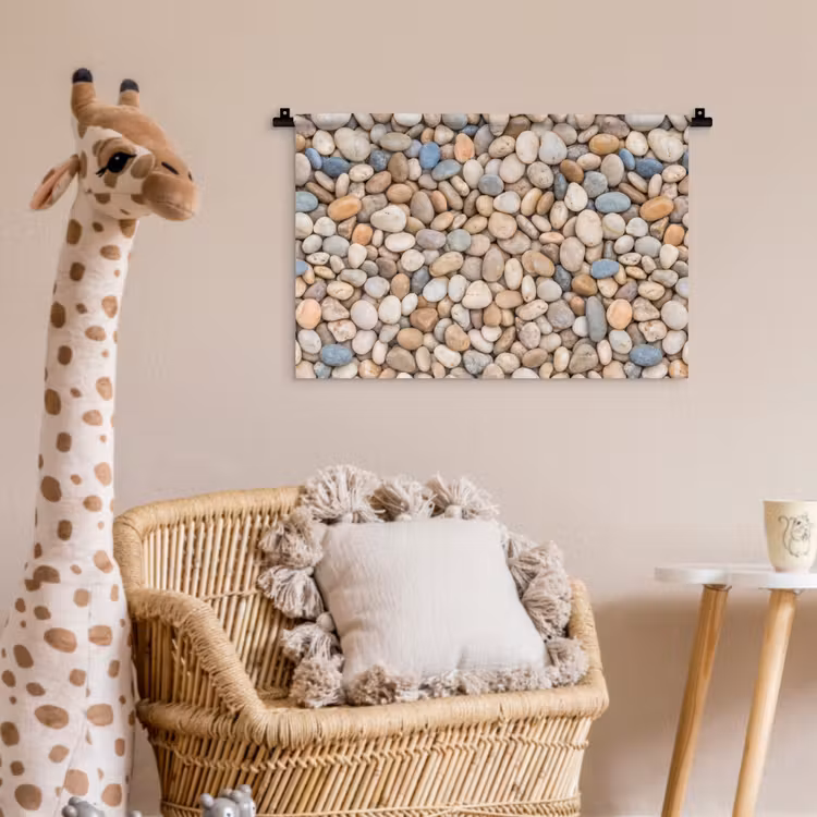 Kiezelstenen - Natuur - Textuur - Beige - Grijs Wandkleed katoen klein -wsfeer5_kind