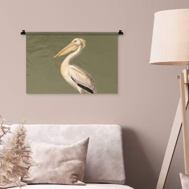 Pelikaan - Wit - Vogel - Klassiek - Natuur Wandkleed katoen klein -sfeer4