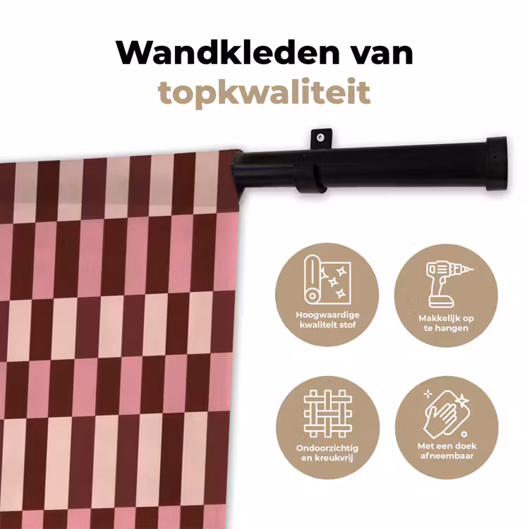 Roze - Rood - Blokjes Wandkleed katoen klein 269 -sfeer2
