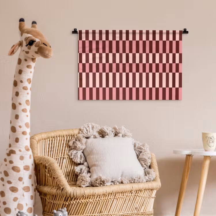 Roze - Rood - Blokjes Wandkleed katoen klein 269 -wsfeer5_kind