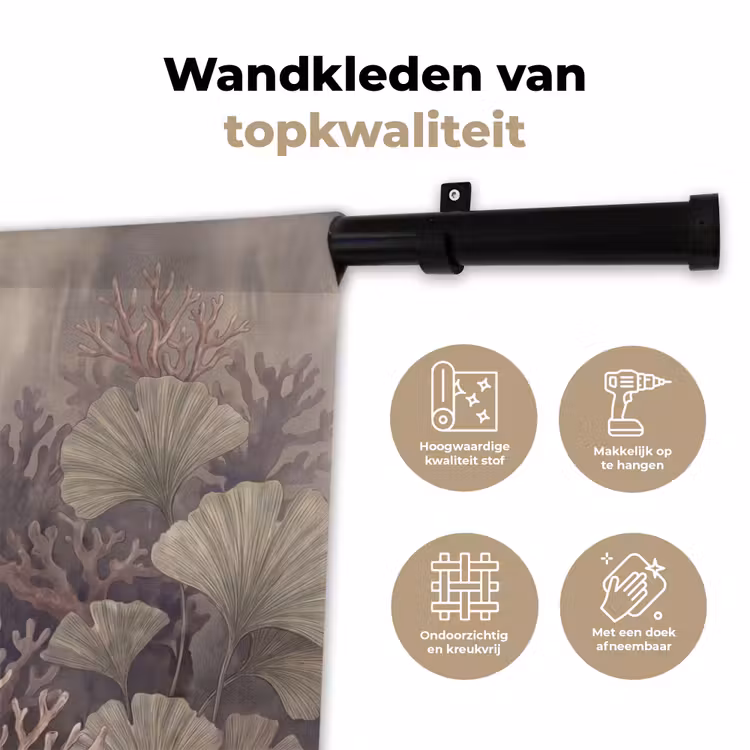 Plant - Bladeren - Zee - Illustratie - Groen Wandkleed katoen klein -sfeer2